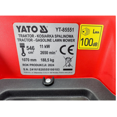 გაზონის საკრეჭი ტრაქტორი YATO YT-85551 გაზონის საკრეჭი ტრაქტორი YATO YT-85551