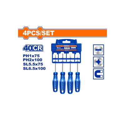 სახრახნისების 4-იანი კომპლექტი (5.5X75მმ, 6.5X100მმ, PH1X75მმ, PH2X100მმ) (WSS2204) WADFOW