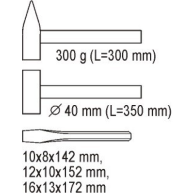 ჩაქუჩის ნაკრები YT5540 (5 PCS) ჩაქუჩის ნაკრები YT5540 (5 PCS)