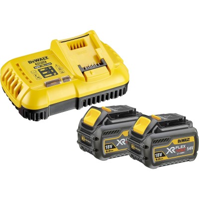 DEWALT DCB118T2-QW XR FLEXVOLT ბატარეის დამტენი პაკეტი 2X 6.0AH ბატარეები + სწრაფი დამტენი