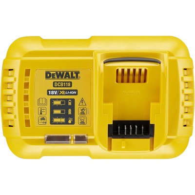 DEWALT DCB118T2-QW XR FLEXVOLT ბატარეის დამტენი პაკეტი 2X 6.0AH ბატარეები + სწრაფი დამტენი