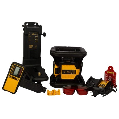 DEWALT DCE074D1R-QW თვითნიველირებადი მბრუნავი ლაზერი წითელი სხივით (7 ცალი ნაკრები)