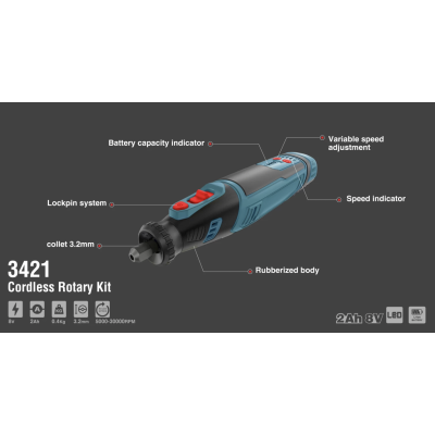 მინი ბორმანქანის ნაკრები Ronix-3421 3.2mm, 5000-30000RPM