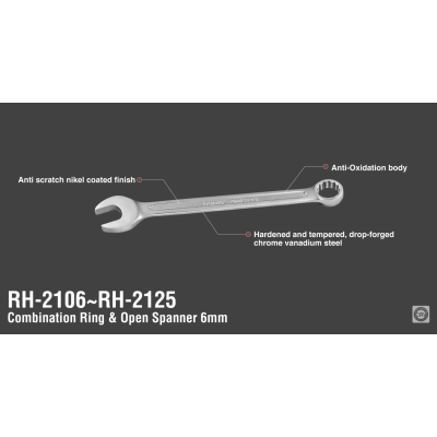 კომბინირებული ქანჩის გასაღებები Ronix RH-2108, 8 მმ