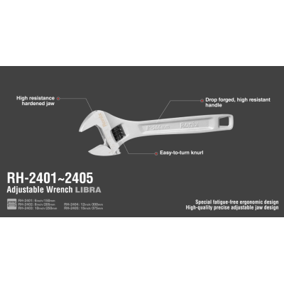 რეგულირებადი ქანჩის გასაღები Ronix RH-2401 6 ინჩი