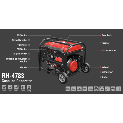 ბენზინის გენერატორი Ronix Rh-4783, 7.5kw