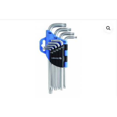 HT1W814 ქანჩგასაღები ექვსკუთხა ტორქსი 9- piece Torx keys set, CrV steel Hoegert