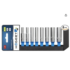 HT1A886 თავაკების ნაკრები გრძელი 1/4 8 ცალი Deep socket set, 8 pcs