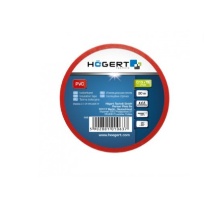 HT1P282 ლენტი საიზოლაციო წითელი Insulation tape 0.13 mm x 19 mm x 20 m, red HÖGERT