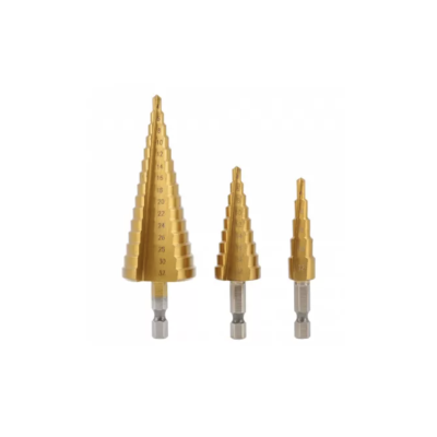 HT6D325 ბიჯობრივი სახვრეტი 4-32 მმ 3 ცალი Spiralstufenbohrer 4-32 mm HÖGERT Step drill 4-32 mm 3pcs set