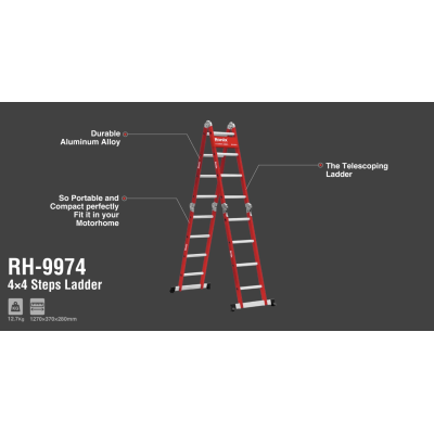 4×4 საფეხურიანი გასაშლელი კიბე RONIX RH-9974