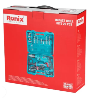 დარტყმითი ბურღის ნაკრები Ronix RS-0007 29ც 750w 13მმ