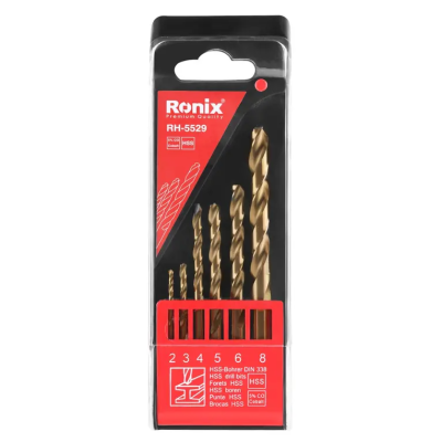 მეტალის ბურღების ნაკრები 5% კობალტი HSS Ronix RH-5529, 2-8მმ 6ც მეტალის ბურღების ნაკრები 5% კობალტი HSS Ronix RH-5529, 2-8მმ 6ც