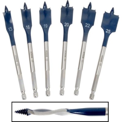 BOSCH 2608595425 Hex Shank 6 ცალი თვითნაჭრის, ბრტყელი ყვავი ბურღის კომპლექტი
