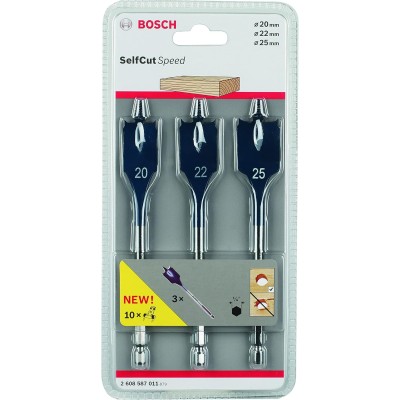 Bosch 2608587011 20/22/25 მმ თვითნაჭრის სიჩქარის ყვავი ბიტების ნაკრები (3 ცალი)