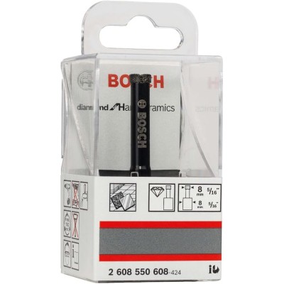 Bosch 2608550608 8 მმ დიამეტრის ბრილიანტის საბურღი ზომა დასახელება: 8 მმ x 35 მმ