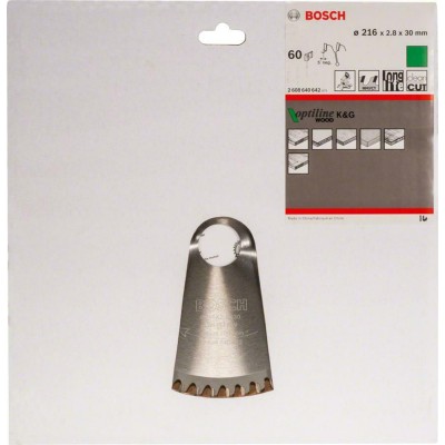 BOSCH 2608640642 Optiline Wood წრიული ხერხის დანა, 216 x 30 x 2.8 მმ, 60 ტ