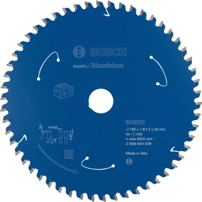 BOSCH 2608644539 წრიული ხერხის პირი E x pert ალუმინის უსადენო ხერხებისთვის 165 x 20 x 1.8/1.3 მმ, 54T