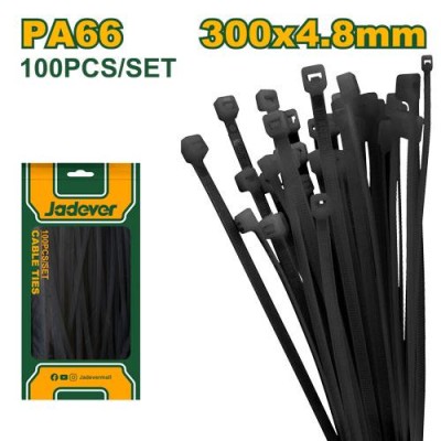 JADEVER ნეილონის ცალუღი, შავი 4.8x300 მმ JDTEB530048