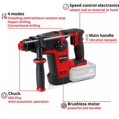 EINHELL პერფორატორი 18V 2.6 ჯ (ელემენტის გარეშე) TP-HD 18/26 Li BL – Solo