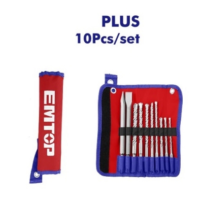 EMTOP SDS-Plus ბურღებისა და პიკების ნაკრები 10ც EHDR12101