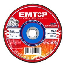 EMTOP აბრაზიული მეტალის საჭრელი დისკი 230 მმ(9“)X3.0მმ(1/8)X22.2მმ(7/8“)  EACDH302301