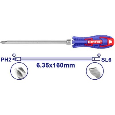 EMTOP სახრახნისი 2 IN 1 SL6+PH2 ESDRH0202