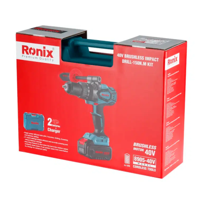 უნახშირო დარტყმითი სახრახნისი Ronix-8905c-40V, 150 Nm ელემენტის და დამტენის გარეშე უნახშირო დარტყმითი სახრახნისი Ronix-8905c-40V, 150 Nm ელემენტის და დამტენის გარეშე