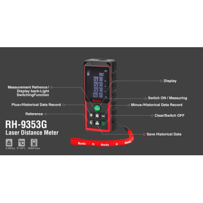 ლაზერული მანძილმზომი Ronix RH-9353G, 100მ მწვანე სხივი