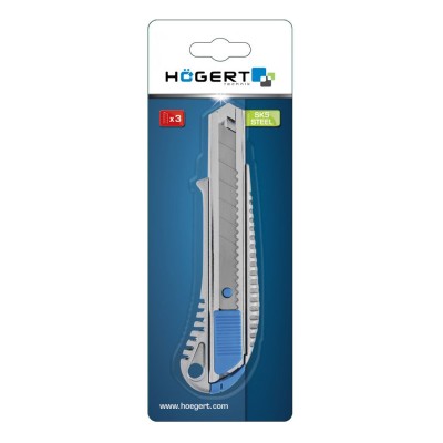 HT4C606 საკანცელარიო დანა Snap-off knife 18 mm, zinc die-cast, one SK5 steel blade Hoegert (10/40) HT4C606 საკანცელარიო დანა Snap-off knife 18 mm, zinc die-cast, one SK5 steel blade Hoegert (10/40)